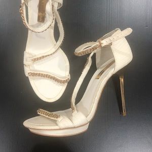 BCBG white and gold heels- never worn
